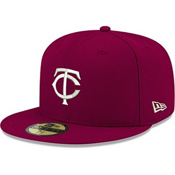 Men's New Era Cardinal Minnesota Twins Logo White 59FIFTY Fitted Hat