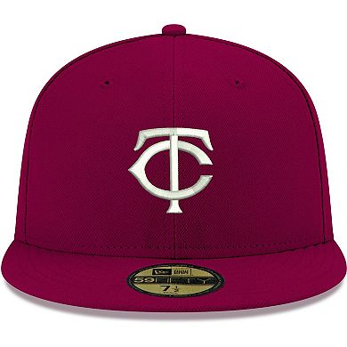 Men's New Era Cardinal Minnesota Twins Logo White 59FIFTY Fitted Hat