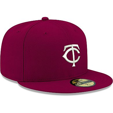 Men's New Era Cardinal Minnesota Twins Logo White 59FIFTY Fitted Hat