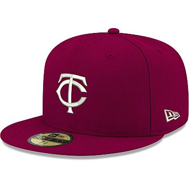 Men's New Era Cardinal Minnesota Twins Logo White 59FIFTY Fitted Hat