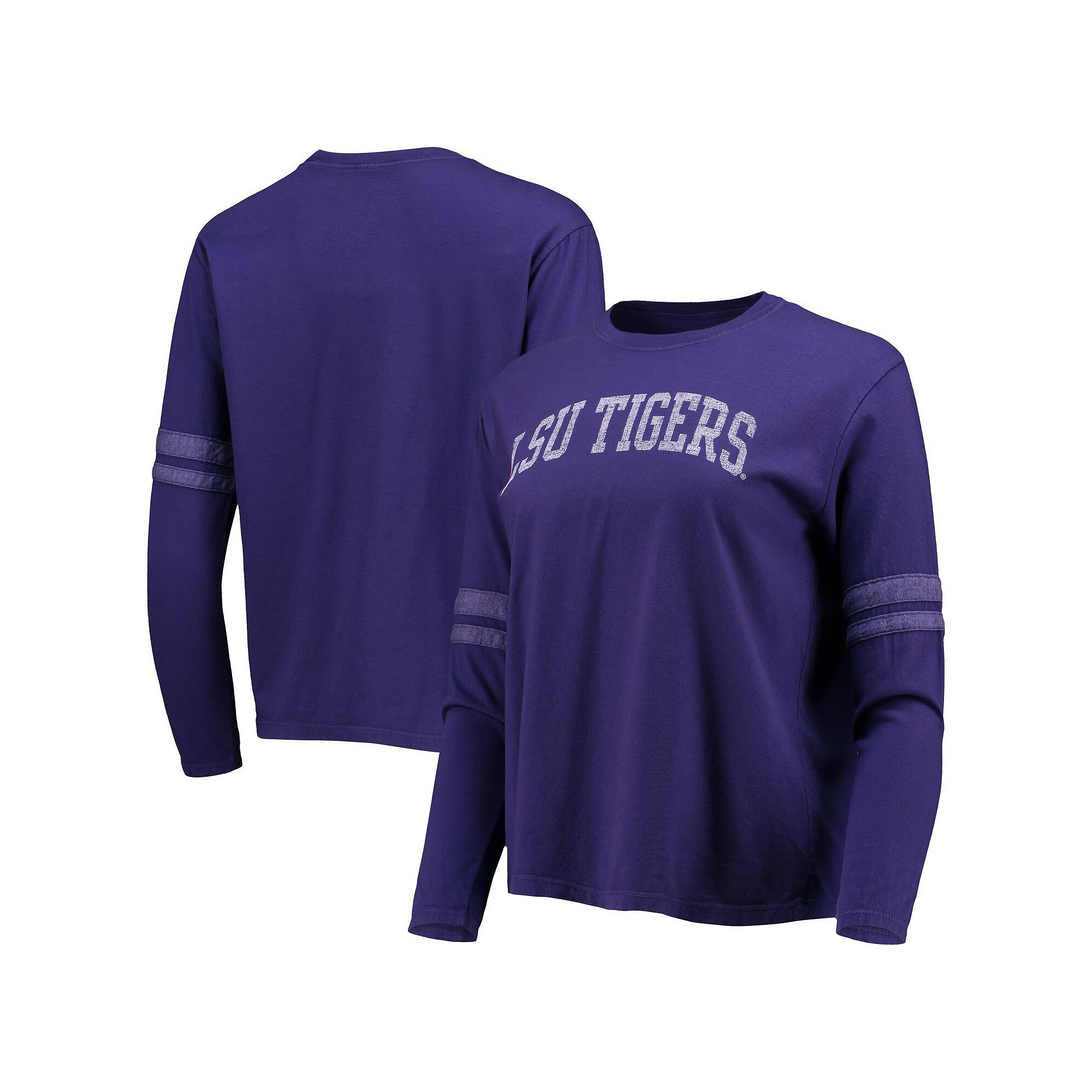 Womens Original Retro Brand Purple LSU Tigers Vault Vintage Stripe Long Sl