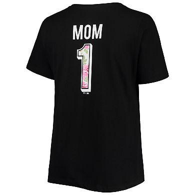 Women's Black Chicago White Sox Plus Size #1 Mom 2-Hit V-Neck T-Shirt