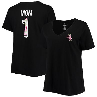 Women's Black Chicago White Sox Plus Size #1 Mom 2-Hit V-Neck T-Shirt