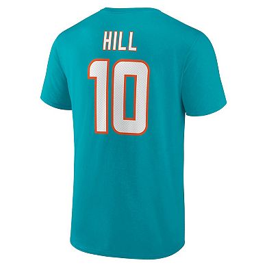 Men's Fanatics Branded Tyreek Hill Aqua Miami Dolphins Player Icon Name & Number T-Shirt