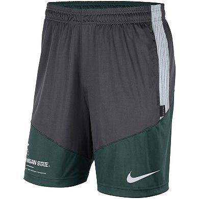 Men's Nike Charcoal/Green Michigan State Spartans Team Performance Knit Shorts
