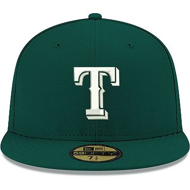 Men's New Era Green Texas Rangers Logo White 59FIFTY Fitted Hat