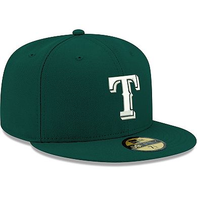 Men's New Era Green Texas Rangers Logo White 59FIFTY Fitted Hat