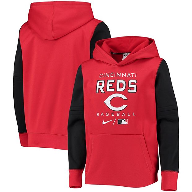 Youth Nike Red/Black Cincinnati Reds Authentic Collection Performance Pullover Hoodie Size: Large