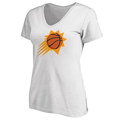 Women's Fanatics Branded White Phoenix Suns Primary Logo Team V-Neck T-Shirt