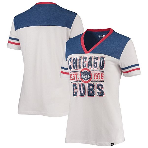 Women's Chicago Cubs New Era White Colorblock T-Shirt