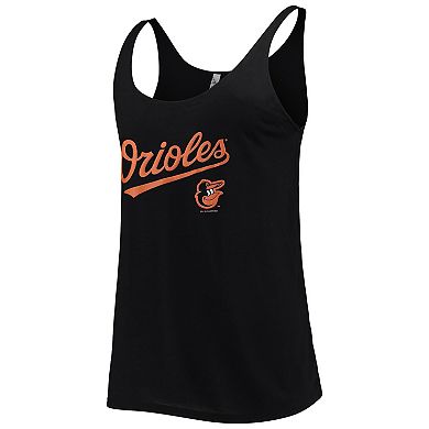 Women's Soft as a Grape Black Baltimore Orioles Slouchy Tank Top