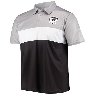 Men's FOCO Silver/Black Las Vegas Raiders Retro Colorblock Polo