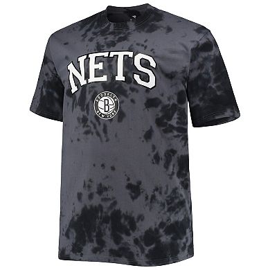 Men's Black Brooklyn Nets Big & Tall Marble Dye Tonal Performance T-Shirt