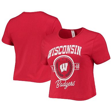 Women's ZooZatz Red Wisconsin Badgers Core Laurels Cropped T-Shirt