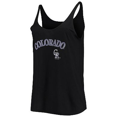 Women's Soft as a Grape Black Colorado Rockies Slouchy Tank Top