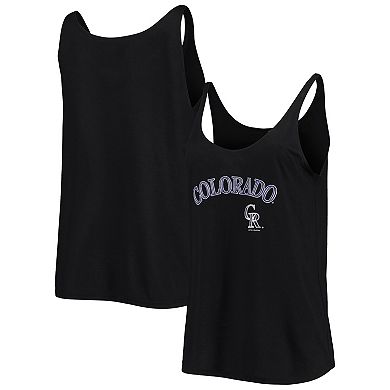 Women's Soft as a Grape Black Colorado Rockies Slouchy Tank Top