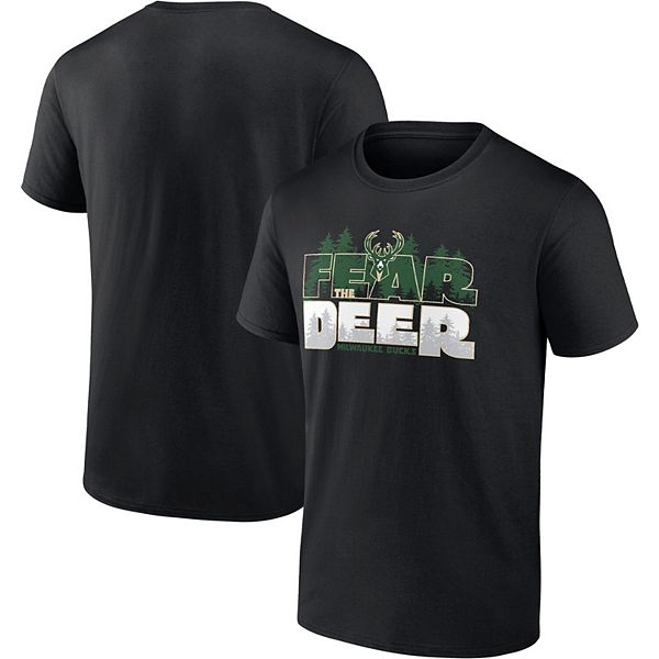Fanatics Branded NBA Men's Milwaukee Bucks Fear The Deer Black T-Shirt, XL