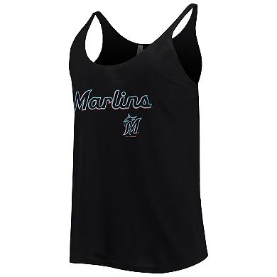 Women's Soft as a Grape Black Miami Marlins Slouchy Tank Top