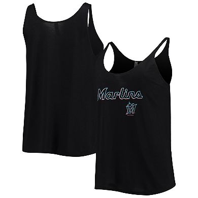 Women's Soft as a Grape Black Miami Marlins Slouchy Tank Top
