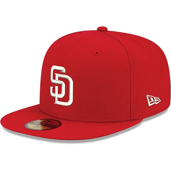 San Diego Padres Hat Mens New Era 59Fifty Sz 7 3/8 Blue Baseball Cap Flat  Brim