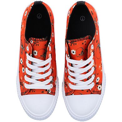 Women's FOCO Orange Cleveland Browns Flower Canvas Allover Shoes