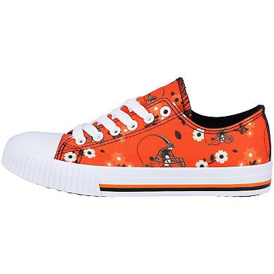 Women's FOCO Orange Cleveland Browns Flower Canvas Allover Shoes