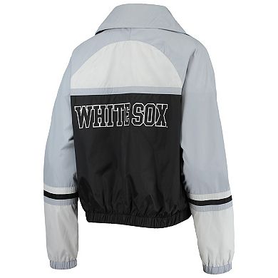 Women's The Wild Collective Black Chicago White Sox Colorblock Track Raglan Full-Zip Jacket