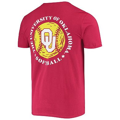 Men's Crimson Oklahoma Sooners Softball Seal T-Shirt