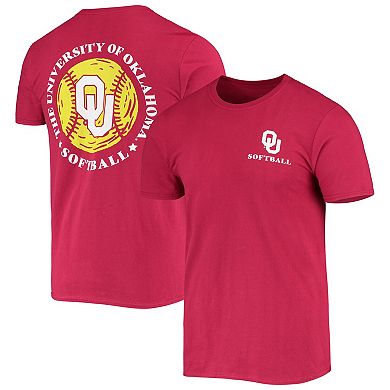 Men's Crimson Oklahoma Sooners Softball Seal T-Shirt