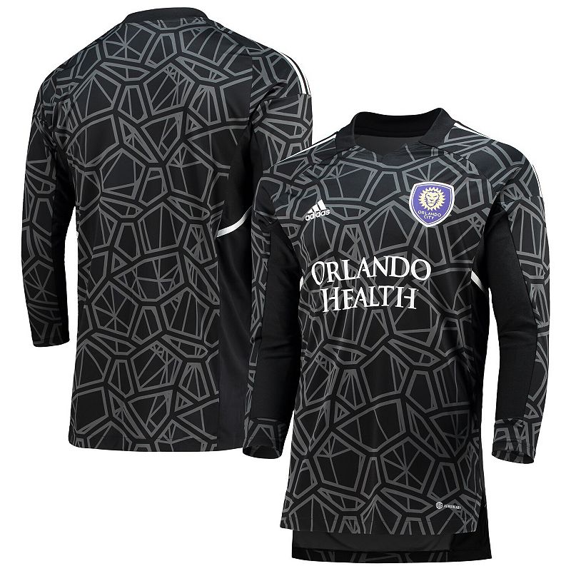 Mens adidas Black/White Orlando City SC AEROREADY Goalkeeper Jersey, Size: