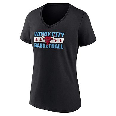 Women's Fanatics Branded Black Chicago Bulls Hometown Collection T-Shirt