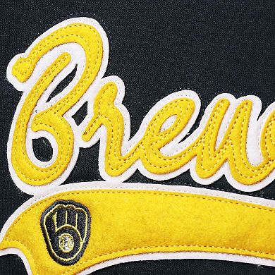 Women's Soft as a Grape Navy Milwaukee Brewers Plus Size Side Split Pullover Hoodie