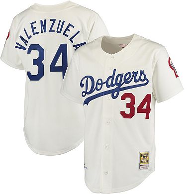 Men's Mitchell & Ness Fernando Valenzuela White Los Angeles Dodgers Authentic Jersey