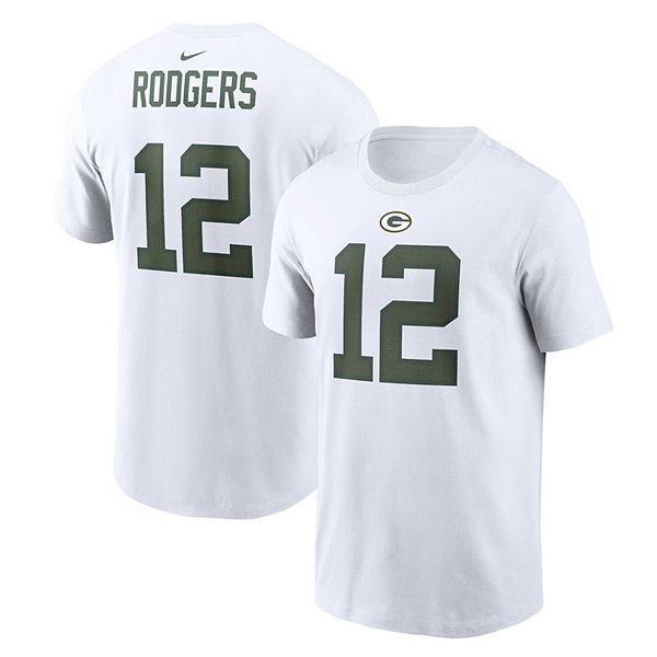 Men's Nike Aaron Rodgers White Green Bay Packers Player Name & Number  T-Shirt