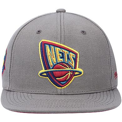 Men's Mitchell & Ness Charcoal New Jersey Nets Hardwood Classics 35 Years Carbon Cabernet Fitted Hat