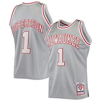 Men's Mitchell & Ness Oscar Robertson Silver Milwaukee Bucks 75th Anniversary 1971-72 Hardwood Classics Swingman Jersey