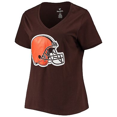 Women's Fanatics Branded Deshaun Watson Brown Cleveland Browns Plus Size Player Name & Number V-Neck T-Shirt