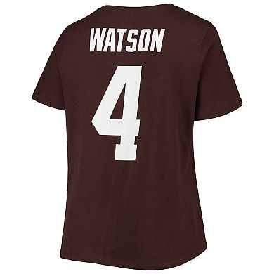 Women's Fanatics Branded Deshaun Watson Brown Cleveland Browns Plus Size Player Name & Number V-Neck T-Shirt