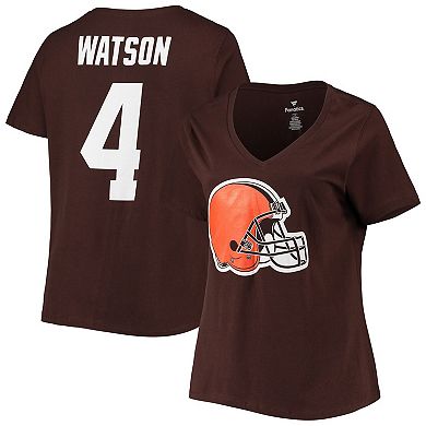 Women's Fanatics Branded Deshaun Watson Brown Cleveland Browns Plus Size Player Name & Number V-Neck T-Shirt