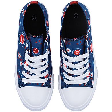 Women's FOCO Royal Chicago Cubs Flower Canvas Allover Shoes