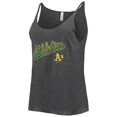 Women's Soft as a Grape Heathered Charcoal Oakland Athletics Slouchy Tank Top