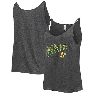 Women's Soft as a Grape Heathered Charcoal Oakland Athletics Slouchy Tank Top
