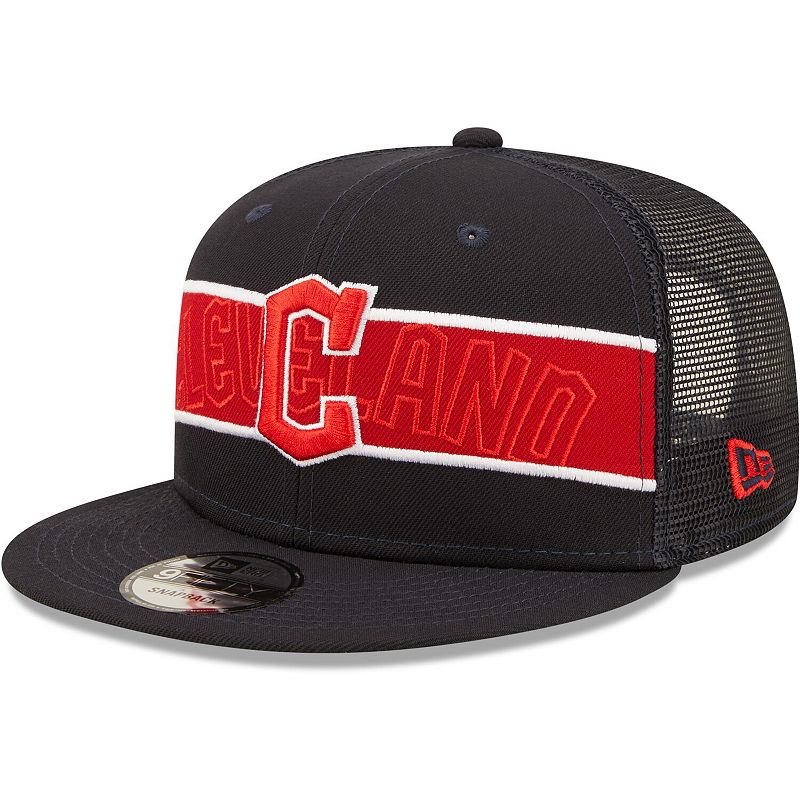 Mens New Era Navy Cleveland Indians Tonal Band Trucker 9FIFTY Snapback Hat