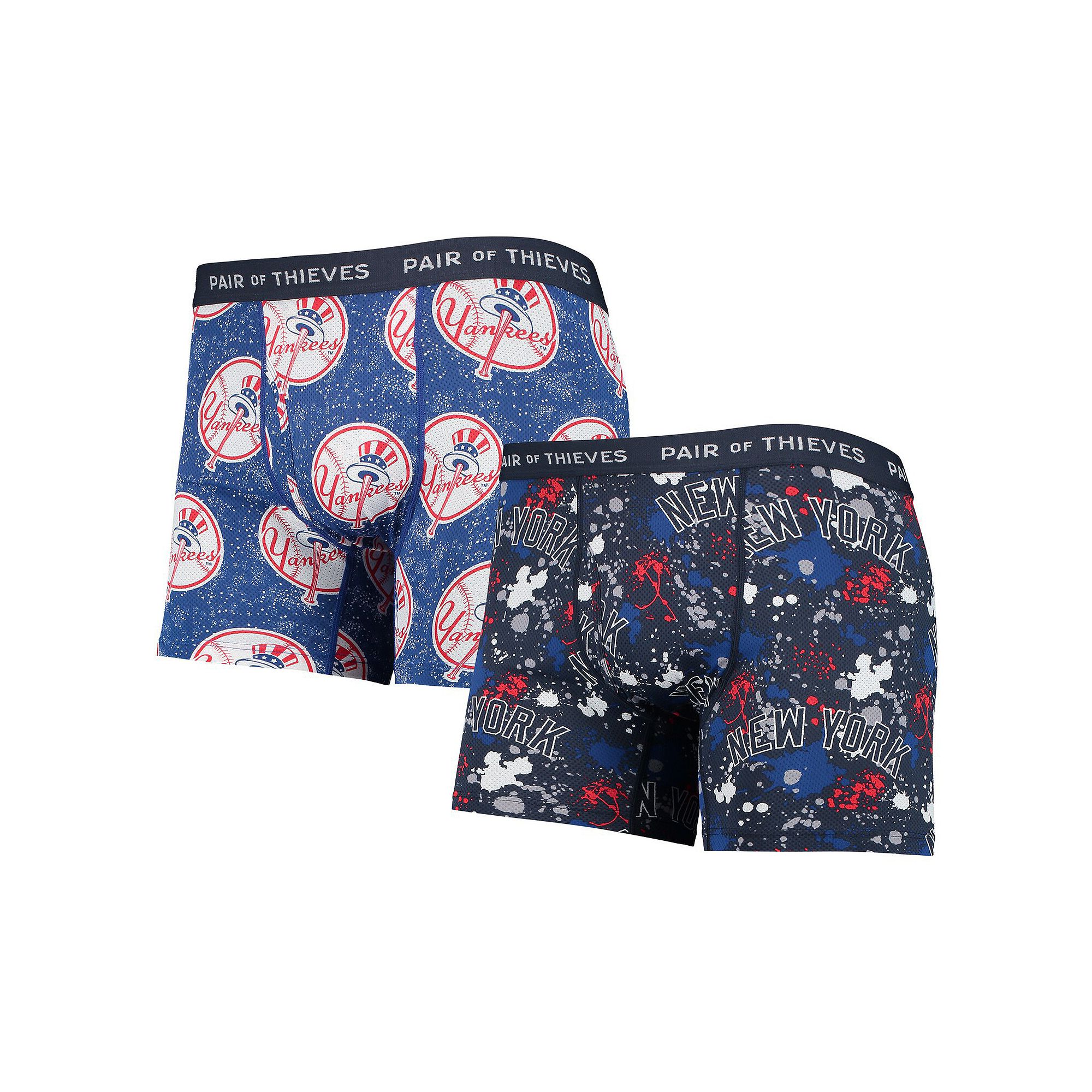 Mens Pair of Thieves Navy/Blue New York Yankees Super Fit 2-Pack Boxer Bri