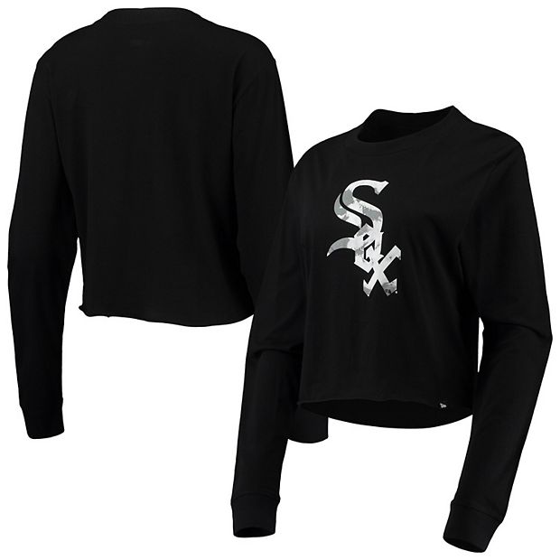 Women's Chicago White Sox New Era Black Baby Jersey Cropped Long