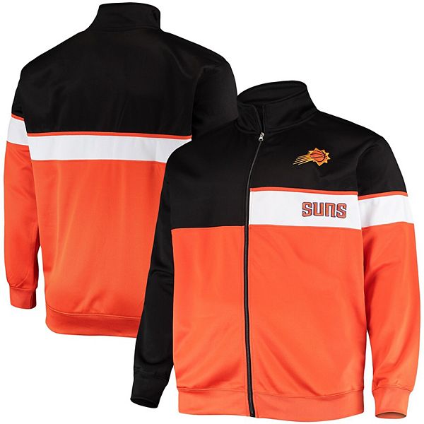 Men's Black/Orange Phoenix Suns Big & Tall Pieced Body Full-Zip