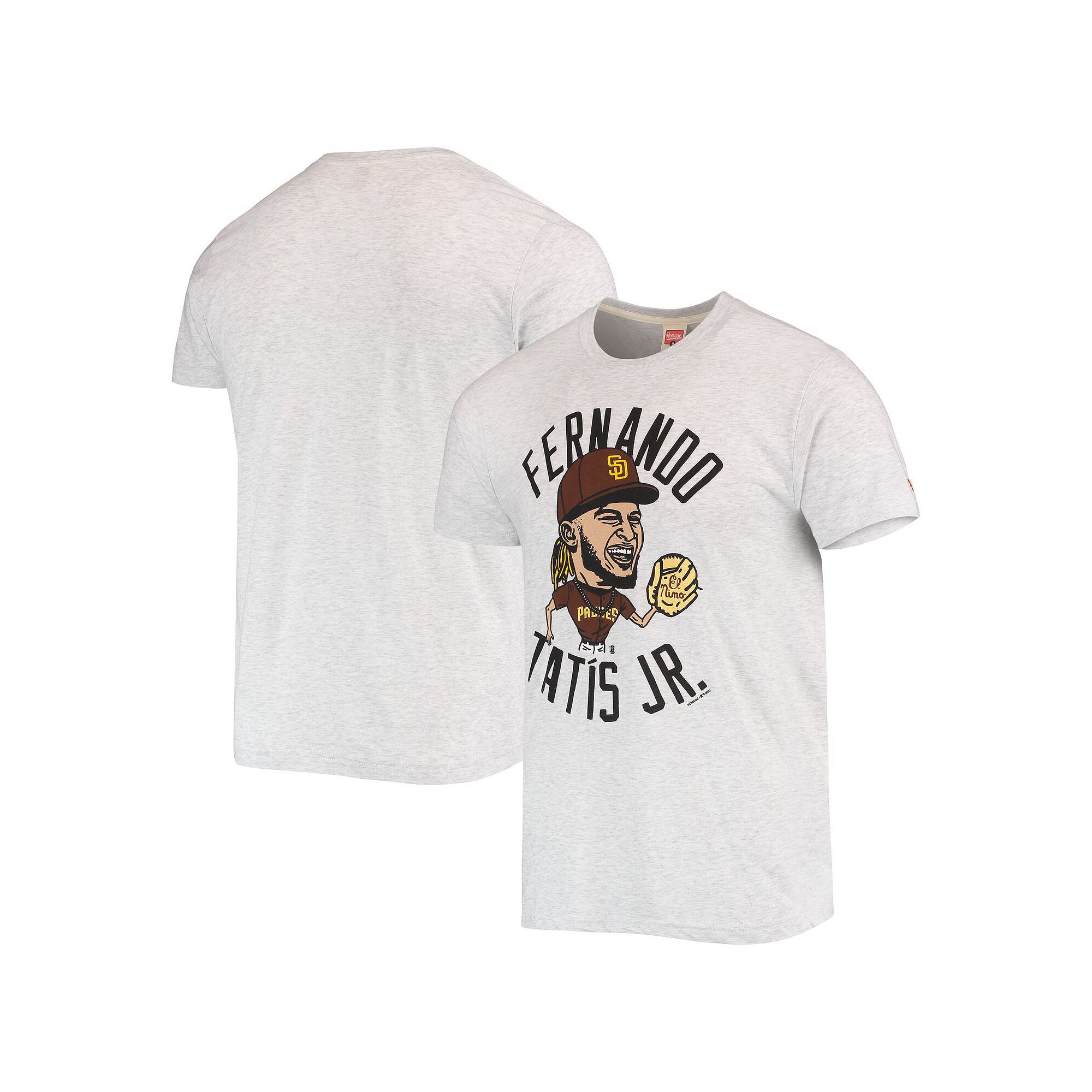 Mens Homage Fernando Tatis Jr. White San Diego Padres Caricature Tri-Blend