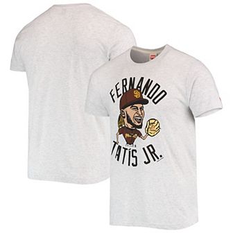 Men's Homage Fernando Tatis Jr. White San Diego Padres Caricature Tri-Blend T-Shirt