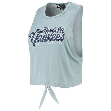 Women's The Wild Collective Light Blue New York Yankees Open Back Twist-Tie Tank Top