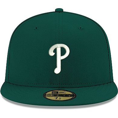 Men's New Era Green Philadelphia Phillies White Logo 59FIFTY Fitted Hat